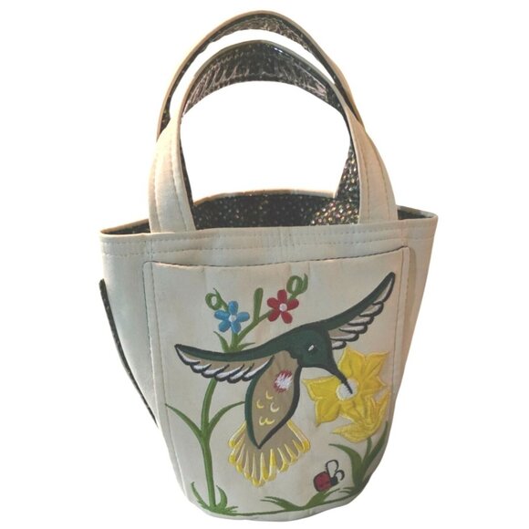 Vintage Rare Handmade Bags By T.J. Golf Embroidered Canvas Tote Bucket Purse - Picture 1 of 16